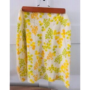 Mossimo Women's 100% Silk Chiffon Skirt Retro Floral Yellow/Green/White Size 8